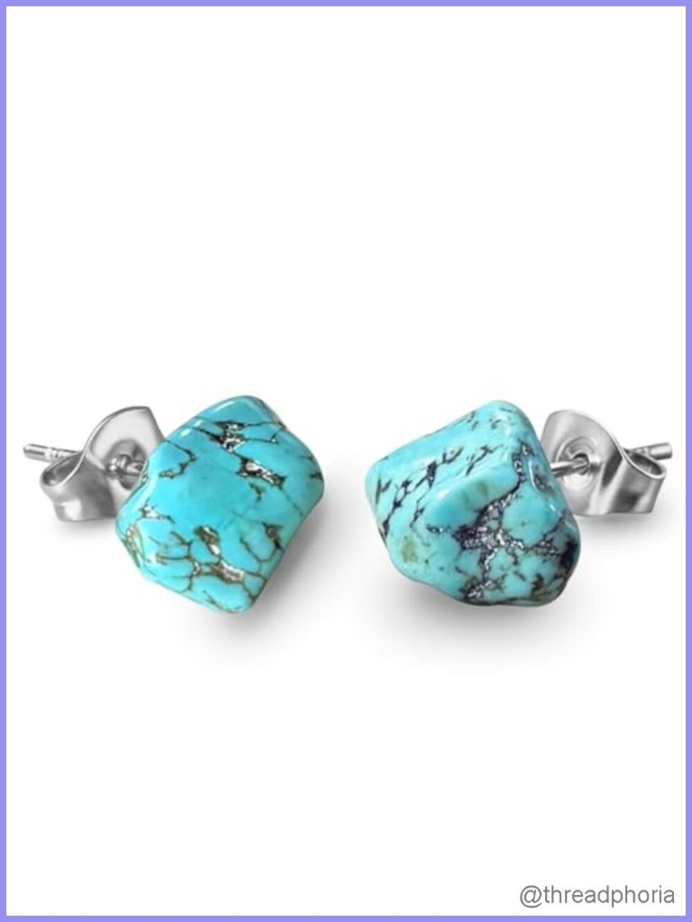 Turquoise Stud Earrings Stainless Steel Posts Unisex Western Boho Jewelry